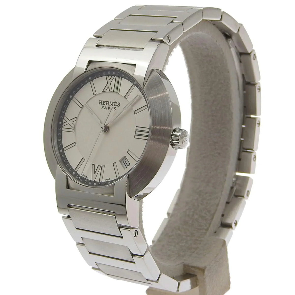 Made Pre-Owned Swiss (Fair) Nomad Quartz Steel Stainless Watch NO1.710 Hermes Silver Men's Dial Analog White Display
