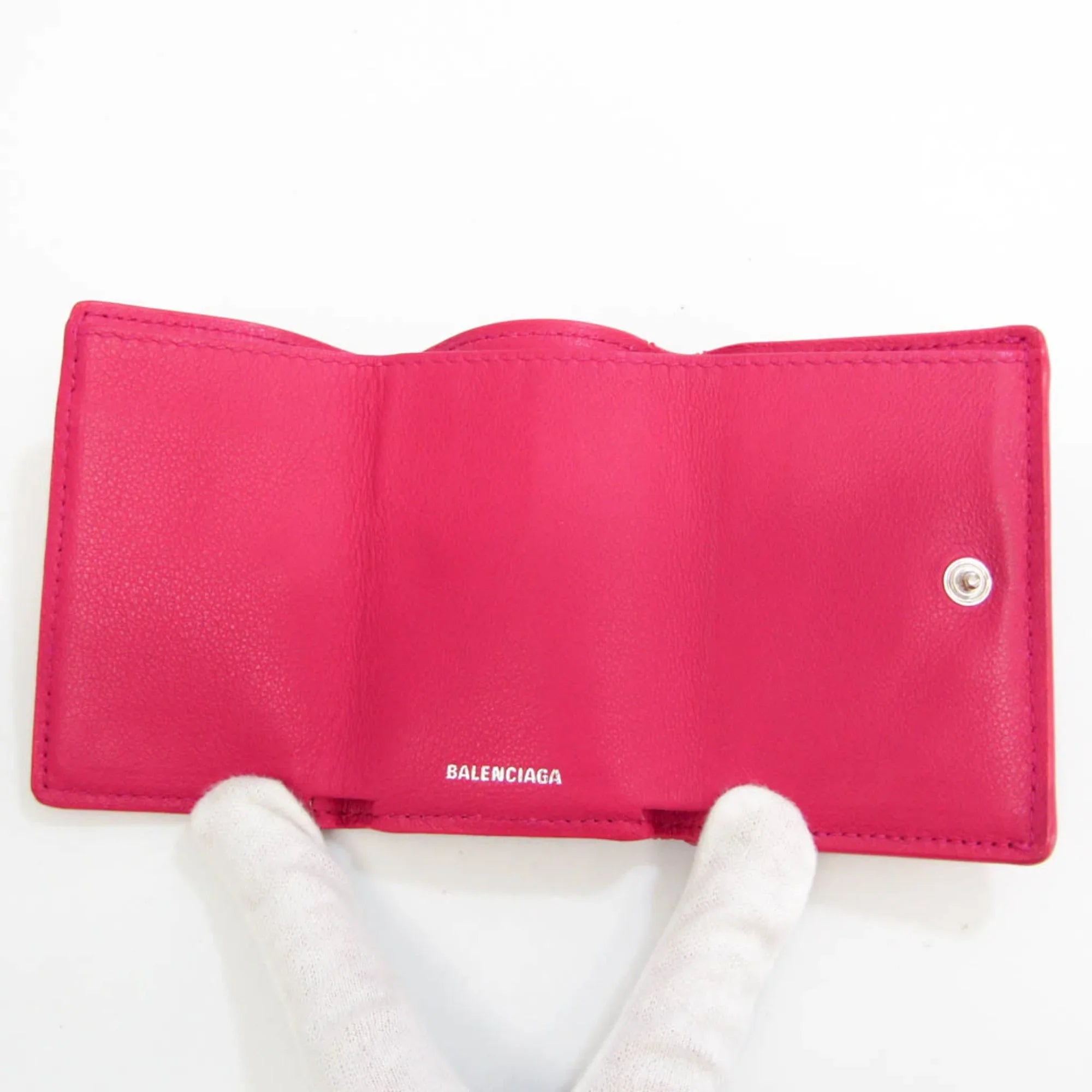 Wallet Women's (Good) Balenciaga Pink Papier Pre-Owned Leather (tri-fold) Mini 391446