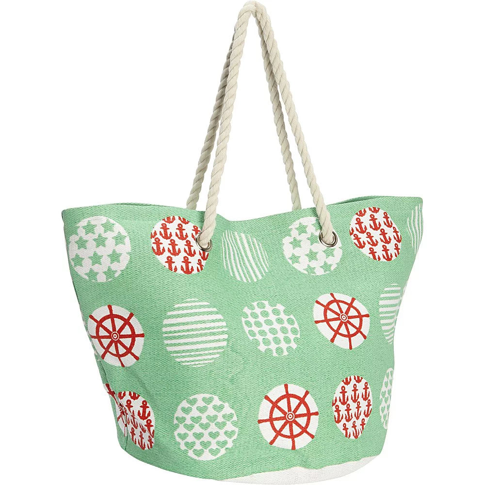 Paper Print Sailor Tote, Magid Yellow Straw Nautical