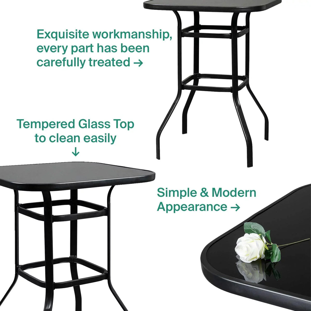 Table Marlowe Finish Designed Metal Bar Purpose Multi Aesthetically Solid With Glass