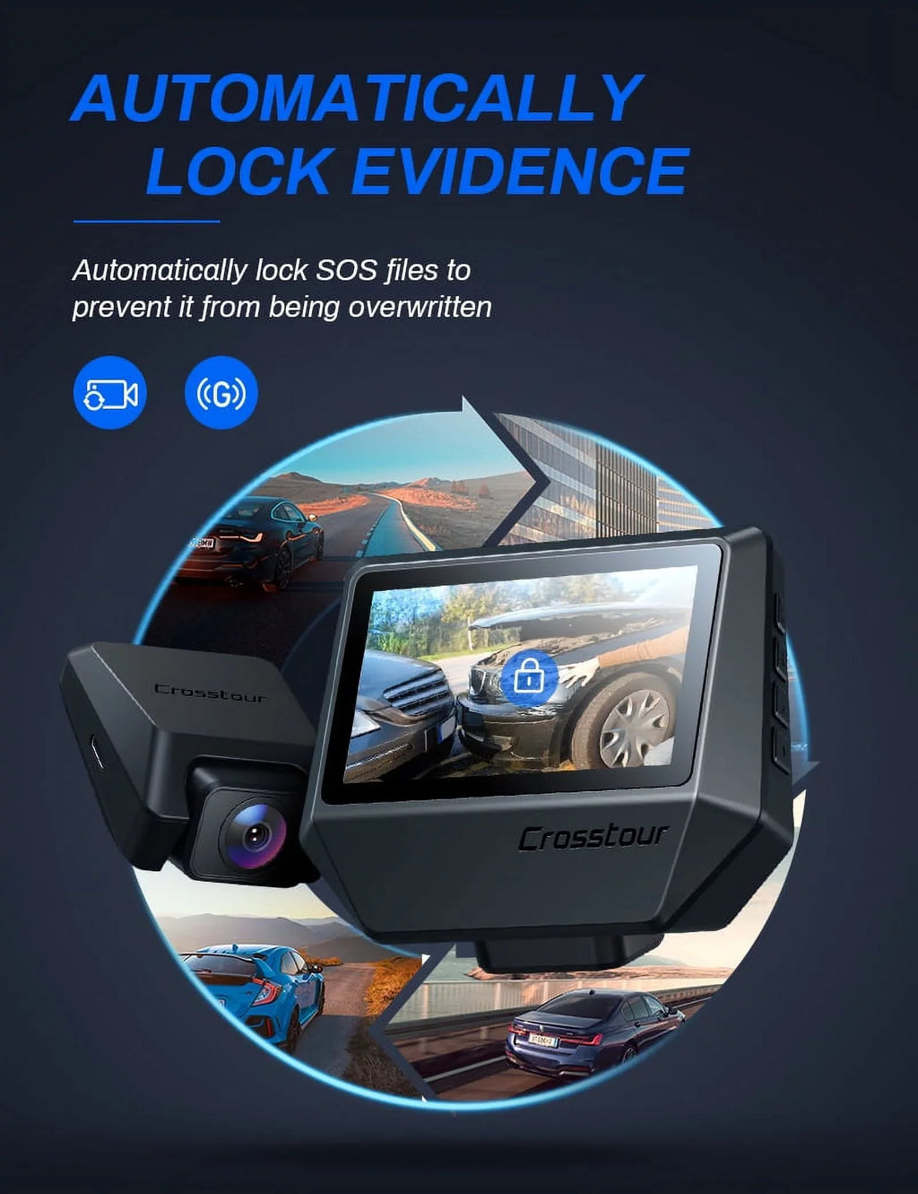 Crosstour Rear for 170° inch Cars Camera Dashboard Dash 2.5K Magnetic Screen and Camera Recorder Cam 3 Cam, Crosstour Dual Car Backup Front Dash