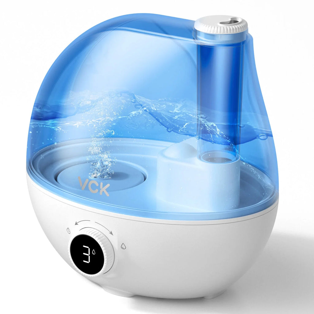 for Rotation 24 Indoor Run 360° Bedroom, Mist Auto VCK Large 2.3L 3 Time, Air Shut-Off, Room Home Ultrasonic Hours for Humidifiers Use Nozzle Baby Humidifier, Nursery, Cool Levels, Mist Quiet Plants,