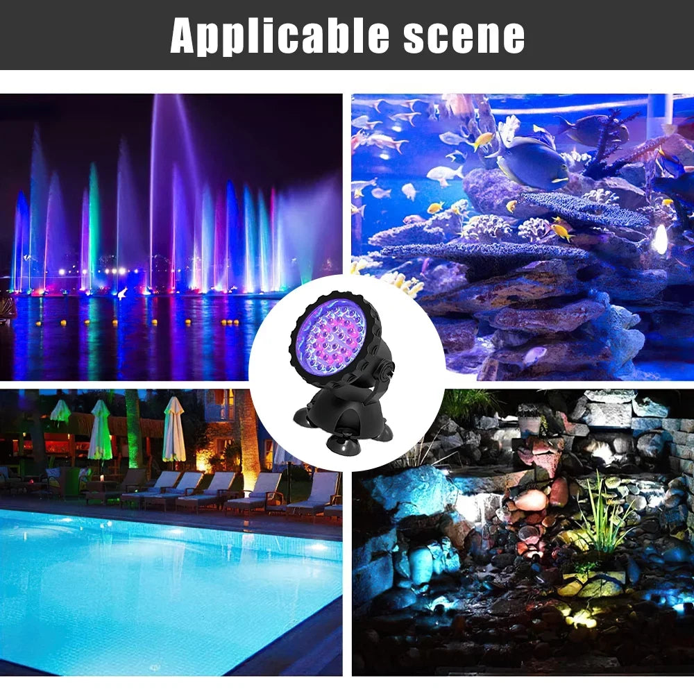 IP68 RGB Pool Swimming Lights,DFITO Lights 36 Remote Pool LED Underwater Spot IR lights 4 Fountain + Pond