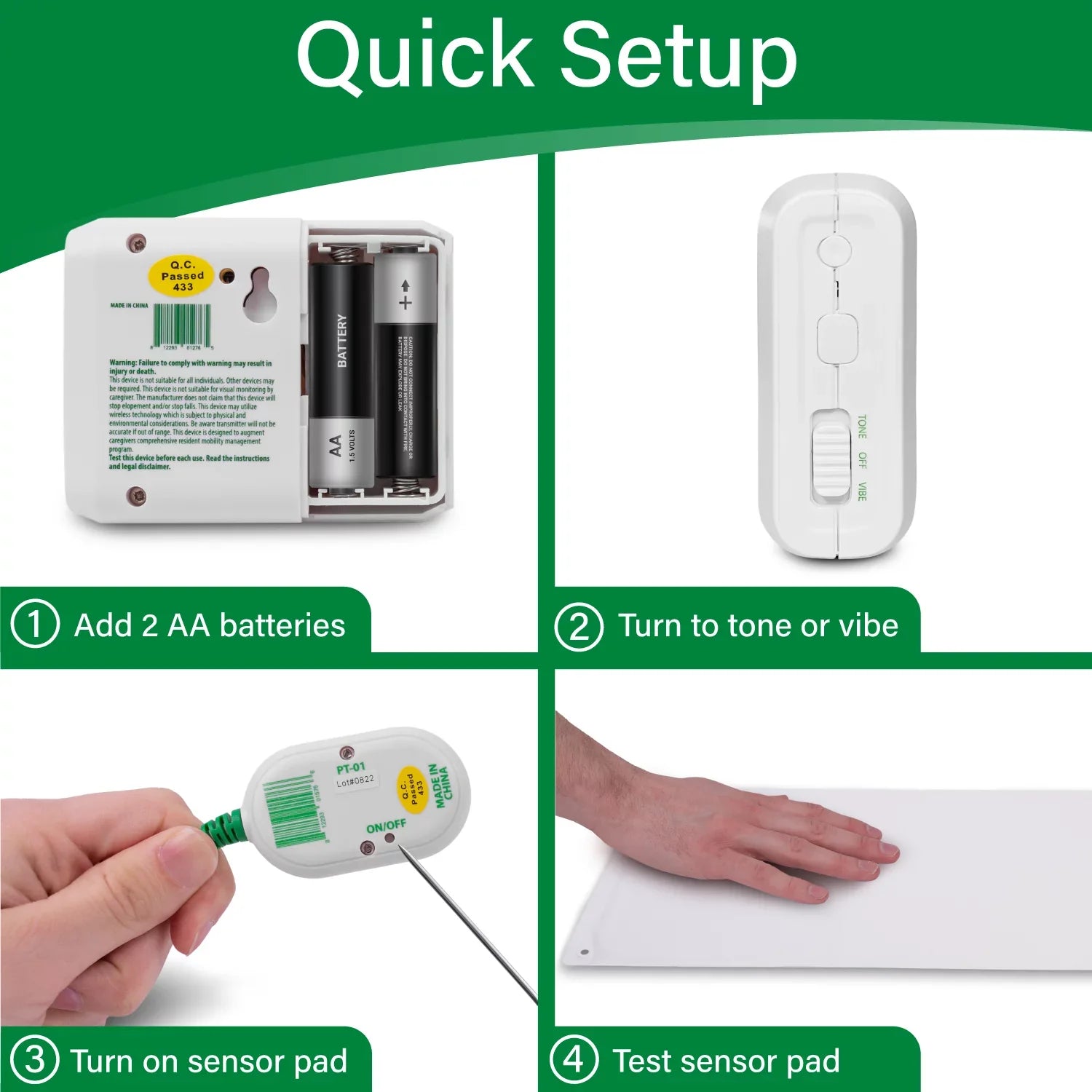 300' | Bed and Caregiver with with Up Fall Pager for Pad Caregiver Pad Alarm for Prevention 30" Medical Cordless Alerts Bed Weight Bed to System 10" x Sensor Alarm Smart Alarm Range | Wireless