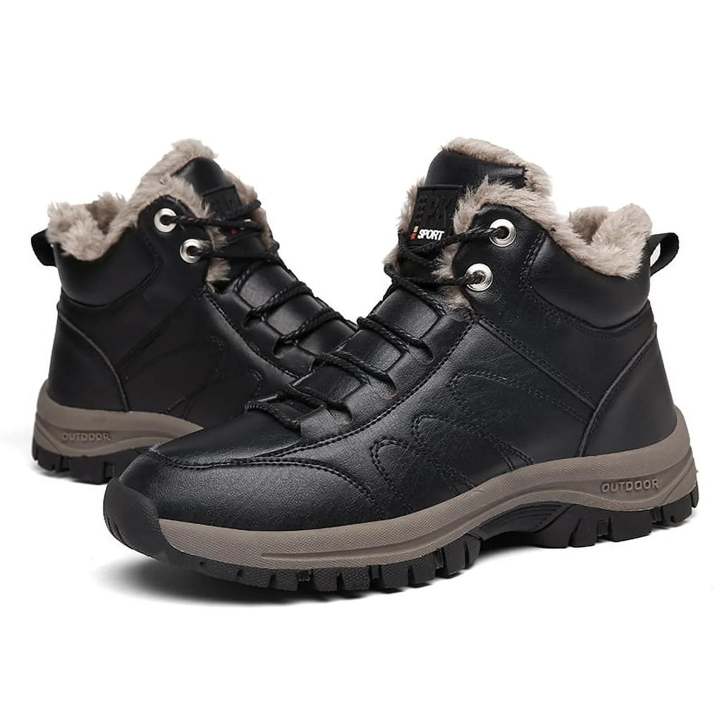 Moistureproof Boots Work Size Lopsie Outdoor Boots Hiking 11 Men's Black/Brown Leather Genuine Snow