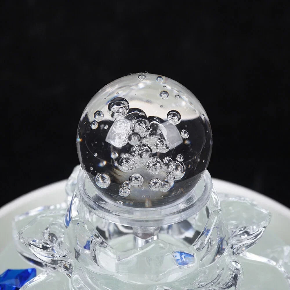 Fountain Desktop Tabletop Ornament Office Moisture Lotus Crystal Flowing Decor Desktop White Moisture Fountain Teahouse Fountain, Moisturefall