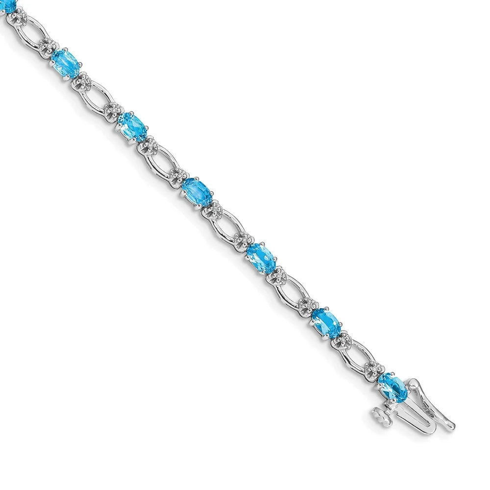 Topaz QBM4491--010- Blue White Gold and Bracelet Diamond 14k