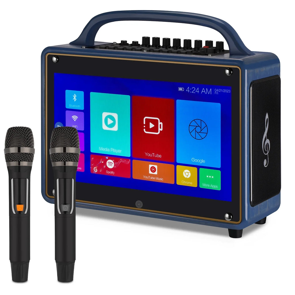 Adults&Kid,14”HD Streaming Machine Loudspeaker Wireless 12/4+64G,Support Portable Systems Screen/Android for Touch Karaoke BT Microphone/WiFi/USB/SD/PC/TV/Phones/HDMI
