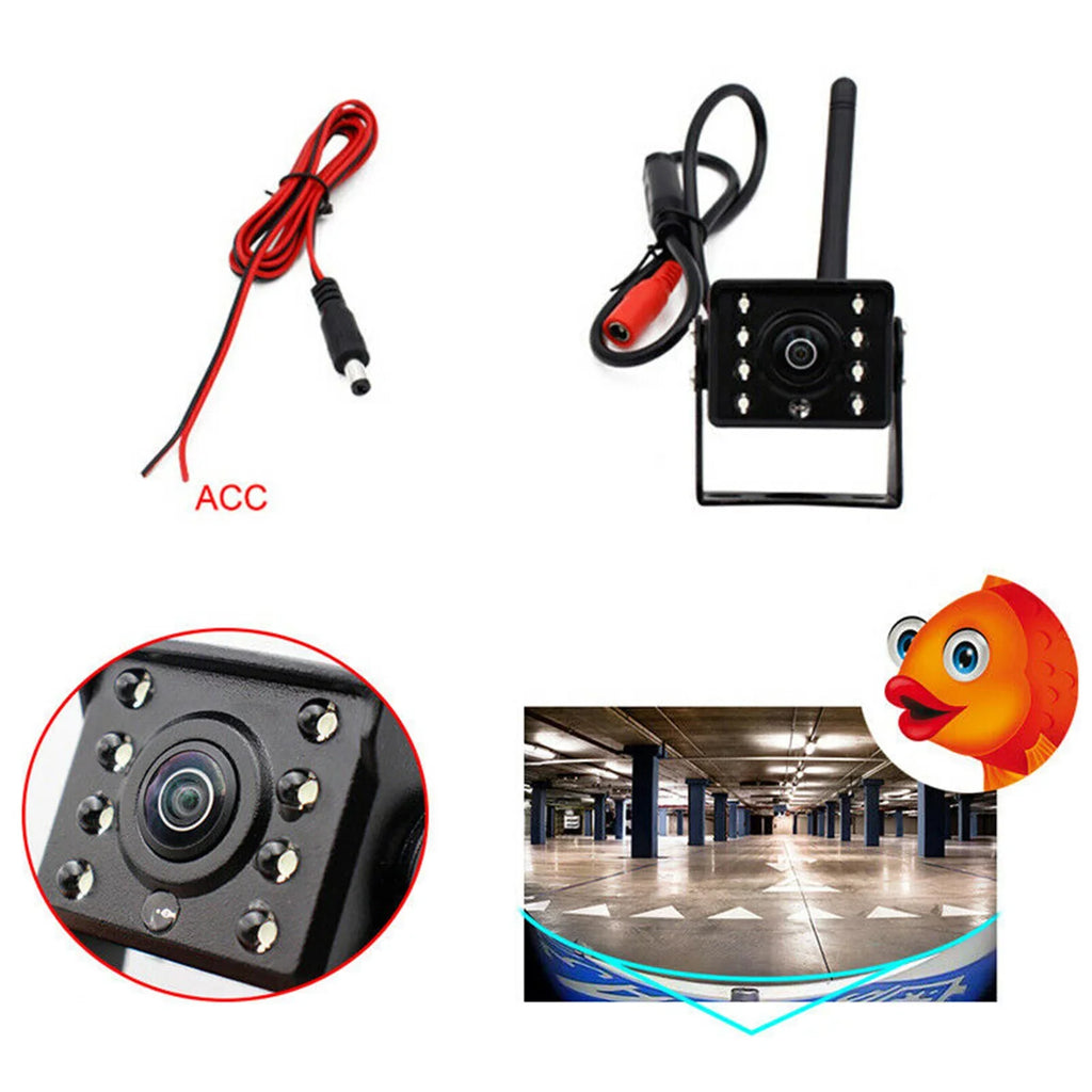Waterproof Camera Bus Reverse View Night WiFi Reversing IP67 Monitor Wireless Camera, Backup Wireless ~36V Automobile Truck Rear Car LED Vision HD