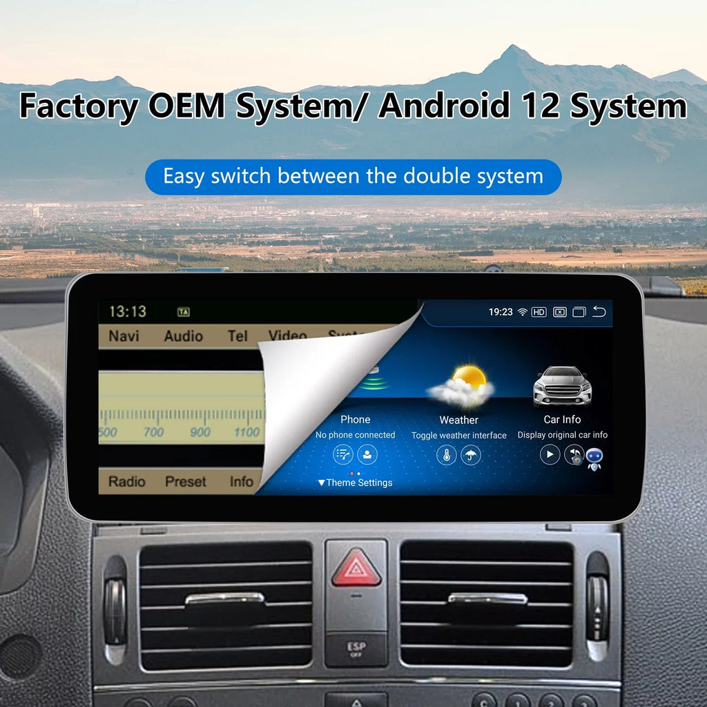 C Screen Mirrorlink W204 NTG4.5/4.7, Wireless 13 Benz Road Car Mercedes Android Touch Top Supports CarPlay with 10.25" Class for Android Screen 8GB+256GB 2011-2014 Car Wired Stereo Year Touch Auto