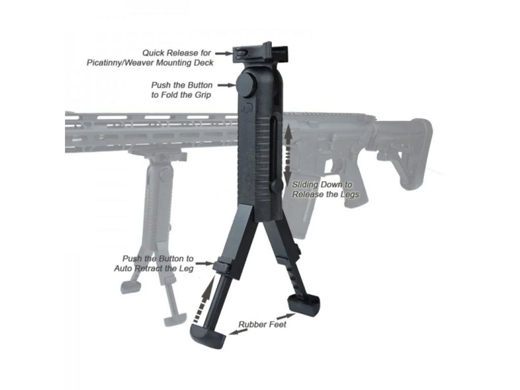 Lion Grip Gears 5-position Folding Bipod, Black Bipod
