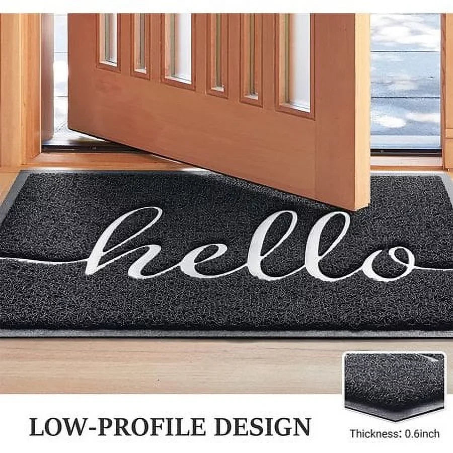 Black, Bathroom, x 30" Kitchen Design (L) for Non-Slip Front and Patio, JATOK (W) Door, 2-Pack Hello Mat 17.5" Indoor-exterior, Floor