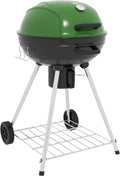 Shelf, Thermometer Green Ash Charcoal Kettle and with Cooking Area, Catcher Grill sq.in. exterior BBQ Trolley Wheels, 360 with for 21" Backyard Party, Built-in Patio, Barbecue