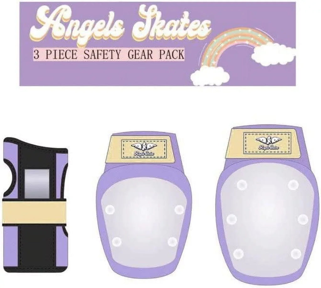 Roller - Purple - Safety Elbow Kids - for 6-Piece Pads Angels Women Guards Pack - Skates Youth Gears Wrist Pads Adult Protective Medium Knee - Skates Gear
