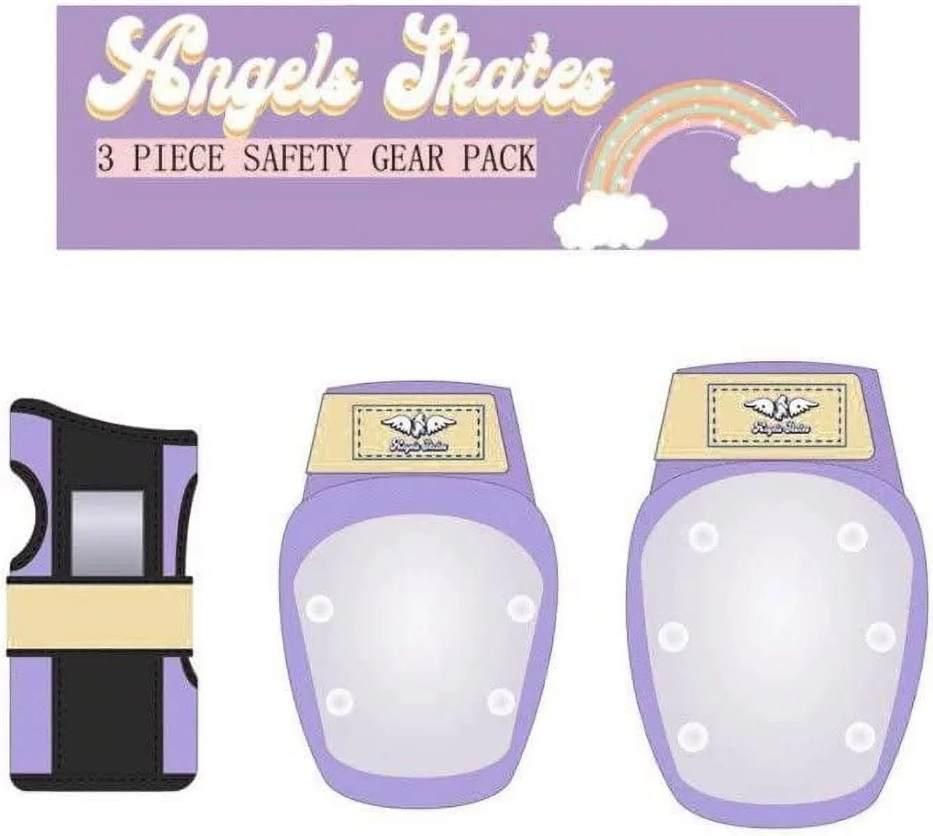 Roller - Purple - Safety Elbow Kids - for 6-Piece Pads Angels Women Guards Pack - Skates Youth Gears Wrist Pads Adult Protective Medium Knee - Skates Gear