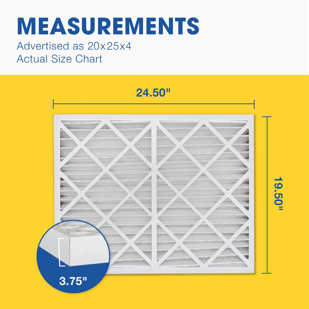 Pleated Aerostar Filter, Air Pack MERV 8 6 20x25x4 Filter, Furnace Air AC