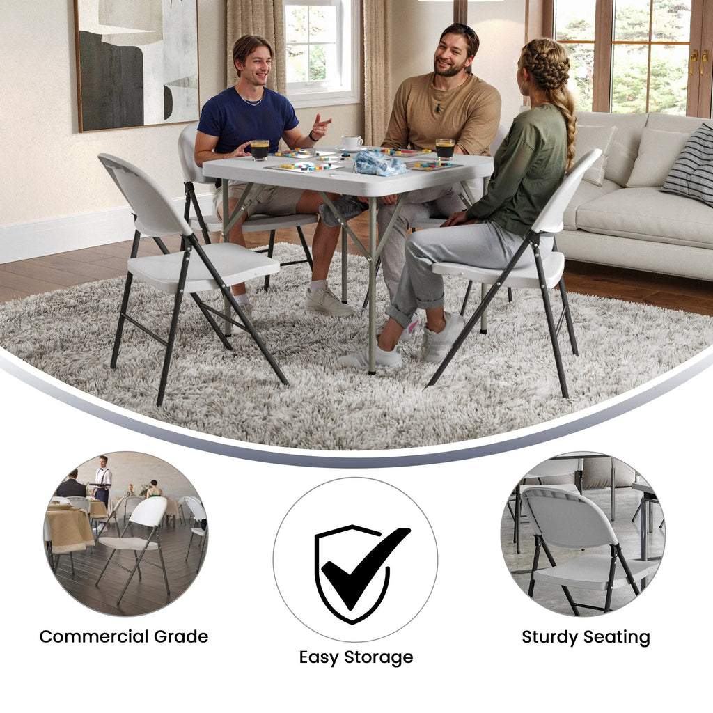 Folding Flash Series Charcoal lb. Plastic Capacity Granite White Furniture with 330 Frame Chair