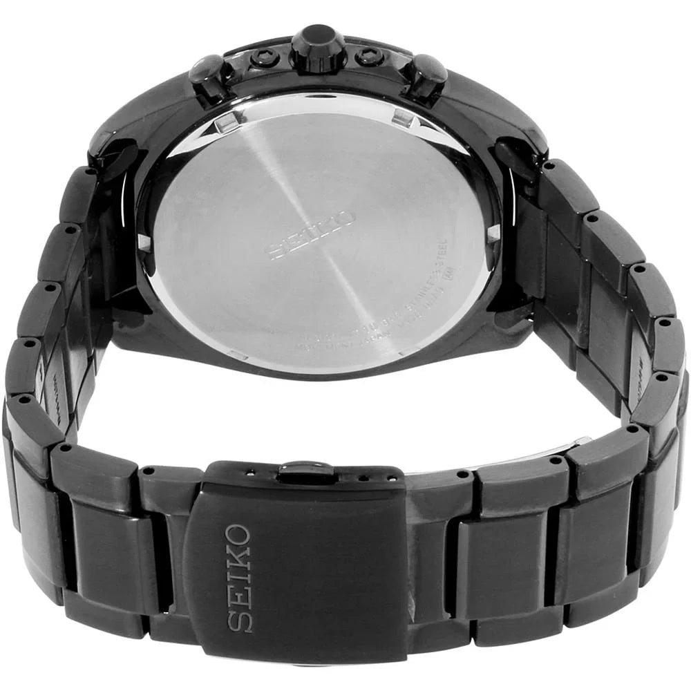 Watch Solar Dial Bracelet Black Black Chronograph Seiko SSC203 - Men's - Stainless -