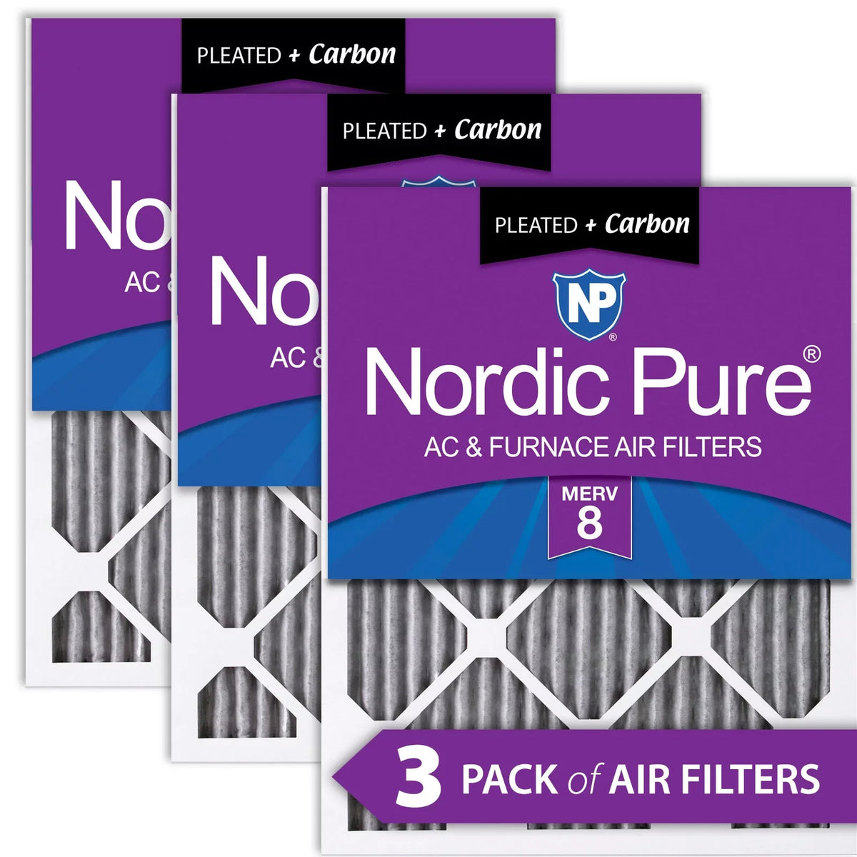 Air MERV Plus Carbon 18x30x1 Pleated 3 (17_3/4x29_3/4) 8 Filters Pack Furnace