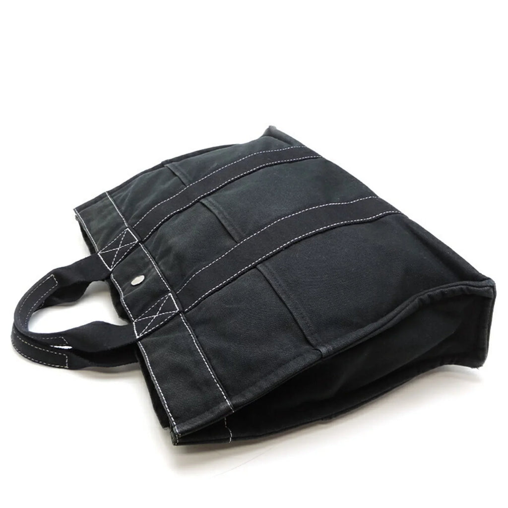 MM Canvas Hermes Pre-Owned Ladies Cotton (Fair) Deauville Tote Black Bag