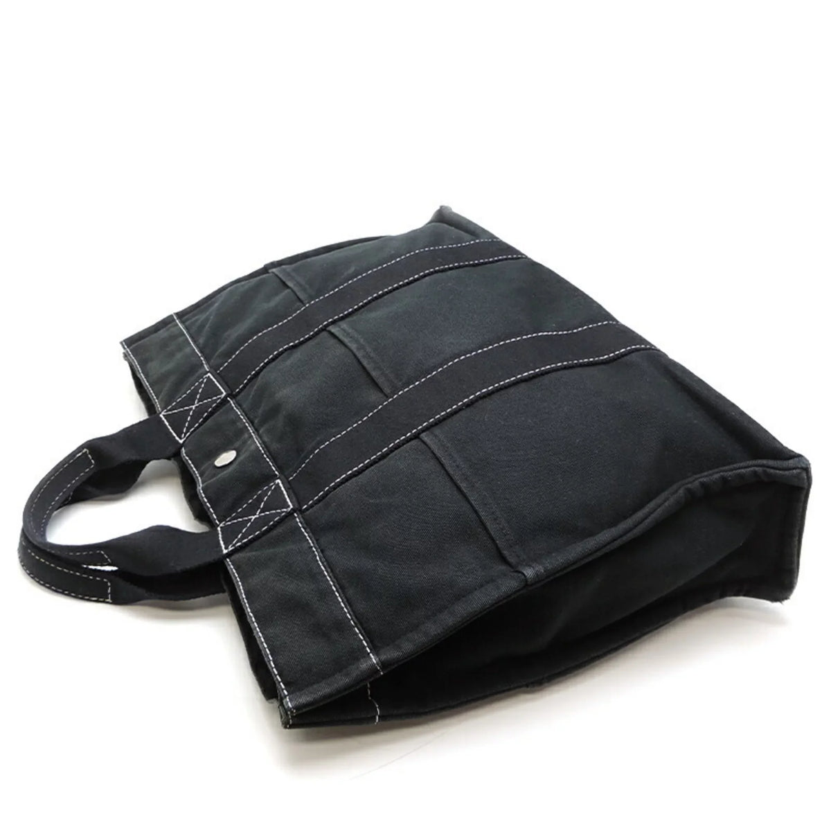 MM Canvas Hermes Pre-Owned Ladies Cotton (Fair) Deauville Tote Black Bag