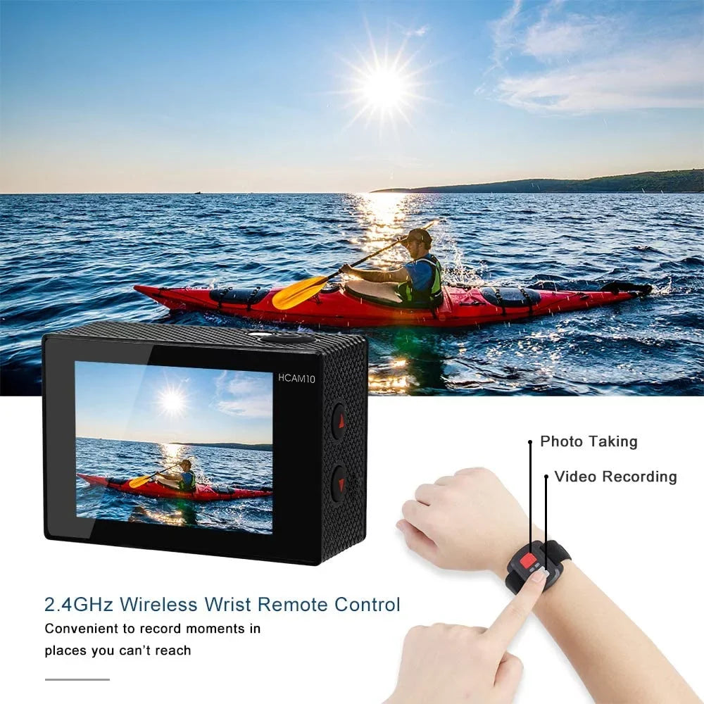 Sports Camera Wide Vlog Charger Lens WiFi Outdoor Camera Case Moistureproof with Action Remote with with Battery Accessories Mount Angle 4K Kit for Underwater Camera Video