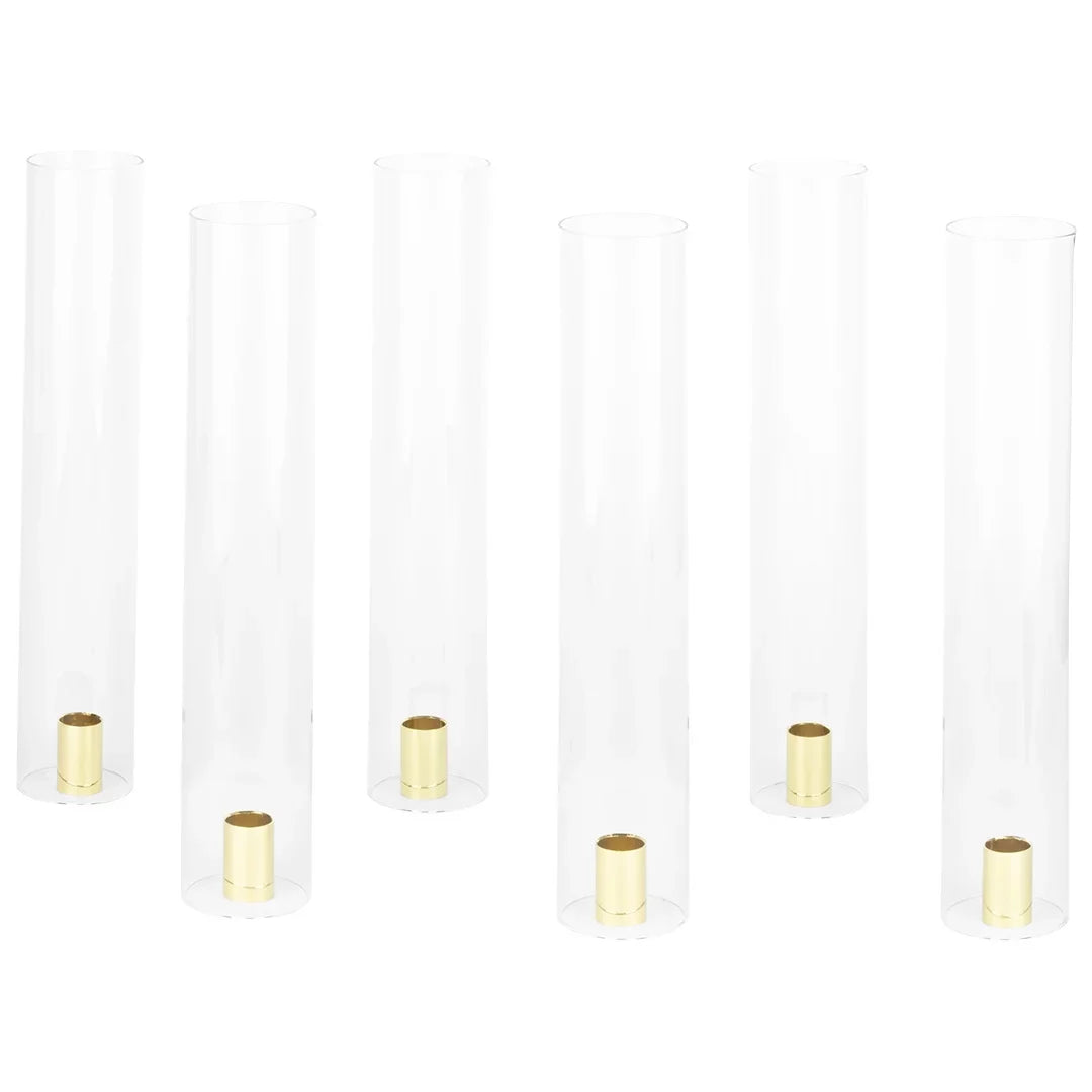 Set Holders Glass Tall, Weddings of 6 Taper Centerpieces, with Minimalist for Candle Wholesale 14" Hurricane Koyal