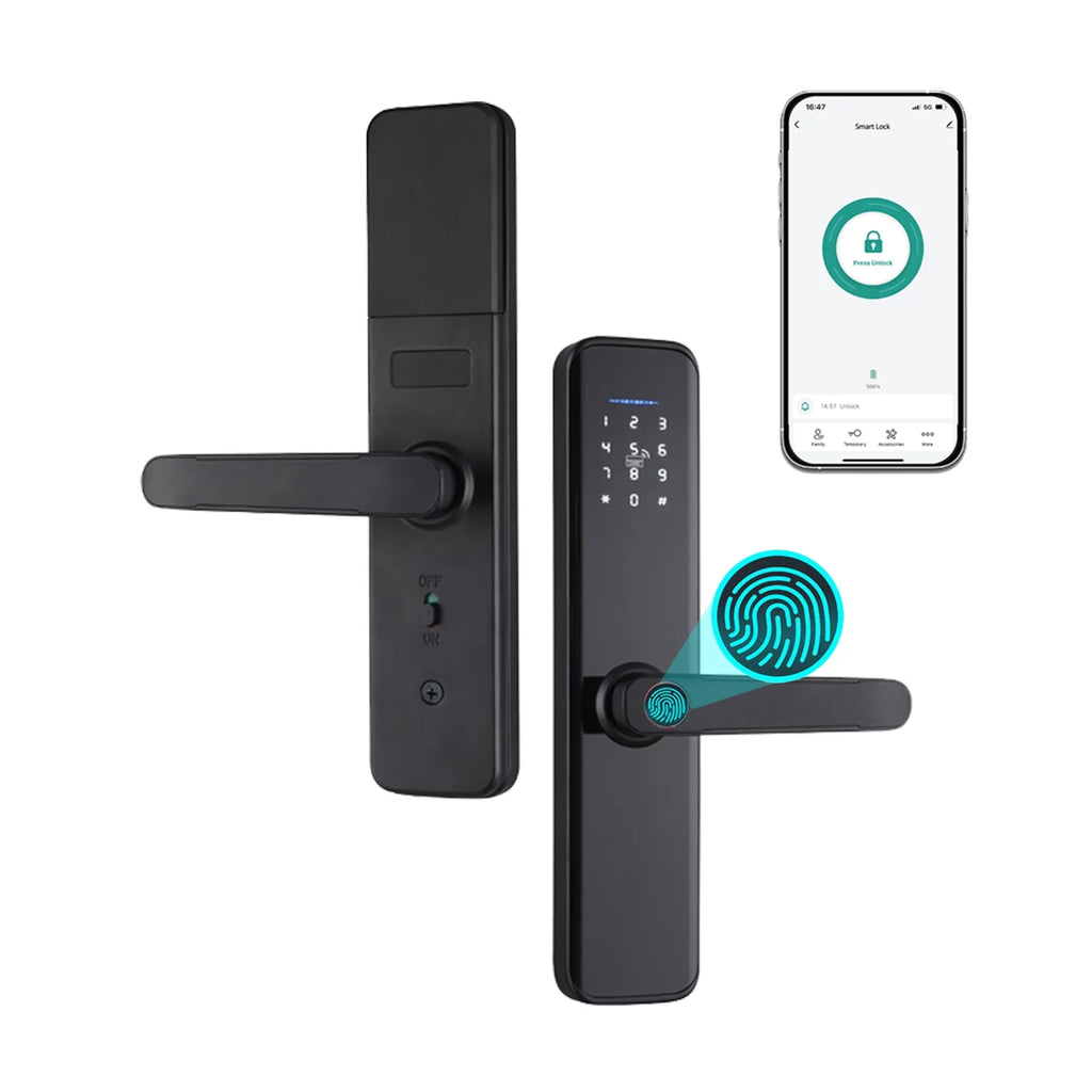 Fingerprint Deadbolt Reliable Intelligent Smart Lock Door Lock and Handle with Electronic Lock-Convenient Door