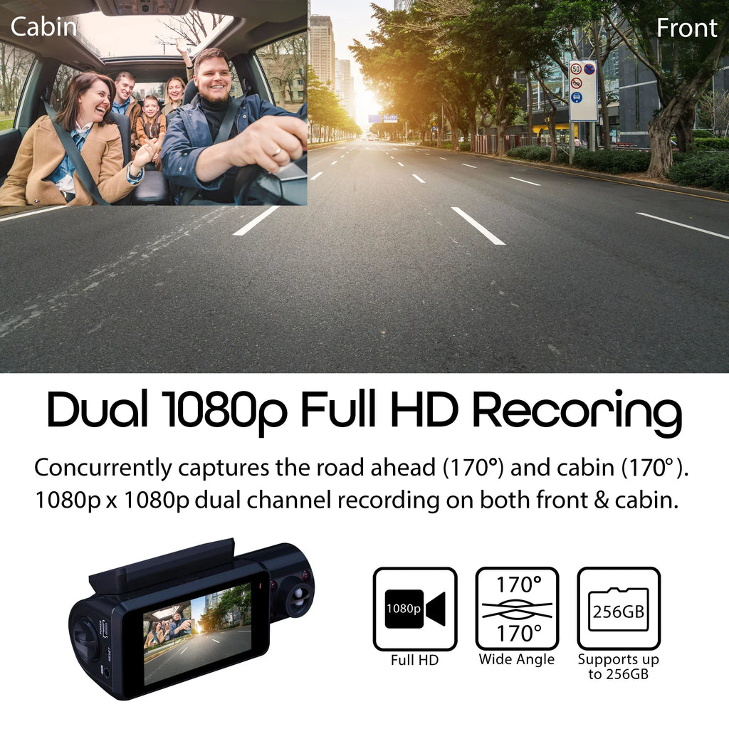 Rexing Dash and Cam Cabin Front V3 with Inside 1080P & Wi-Fi GPS