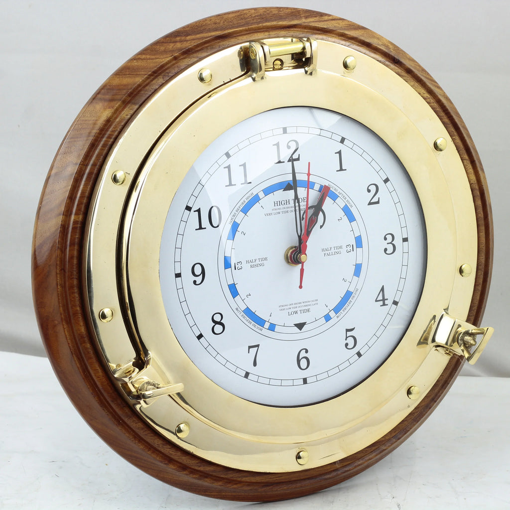 Clock Ornamental Wood Deluxe Solid Pirate's Time 16" Base Tide Premium Beach | International On Decor Ocean Nagina