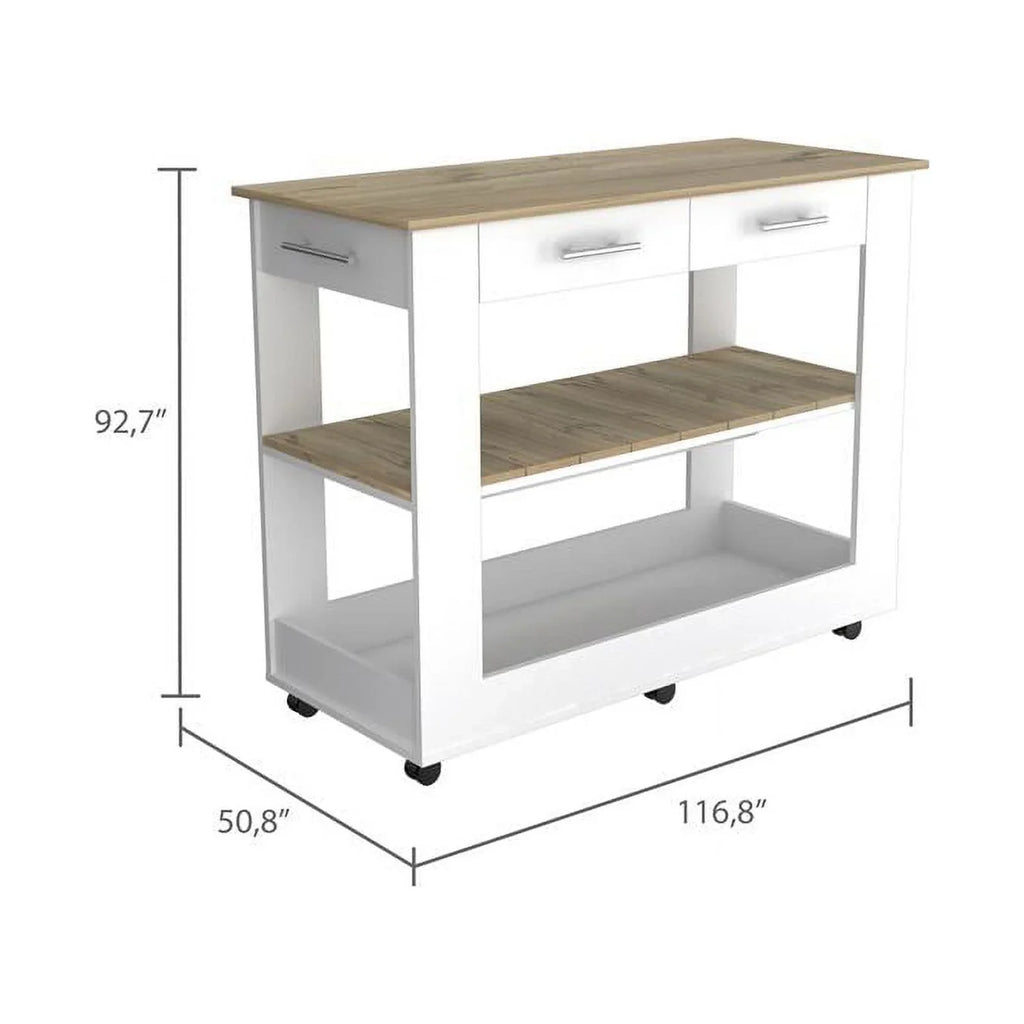 Sink 2-Piece Home Kitchen with and Square Wood Island Utility Set