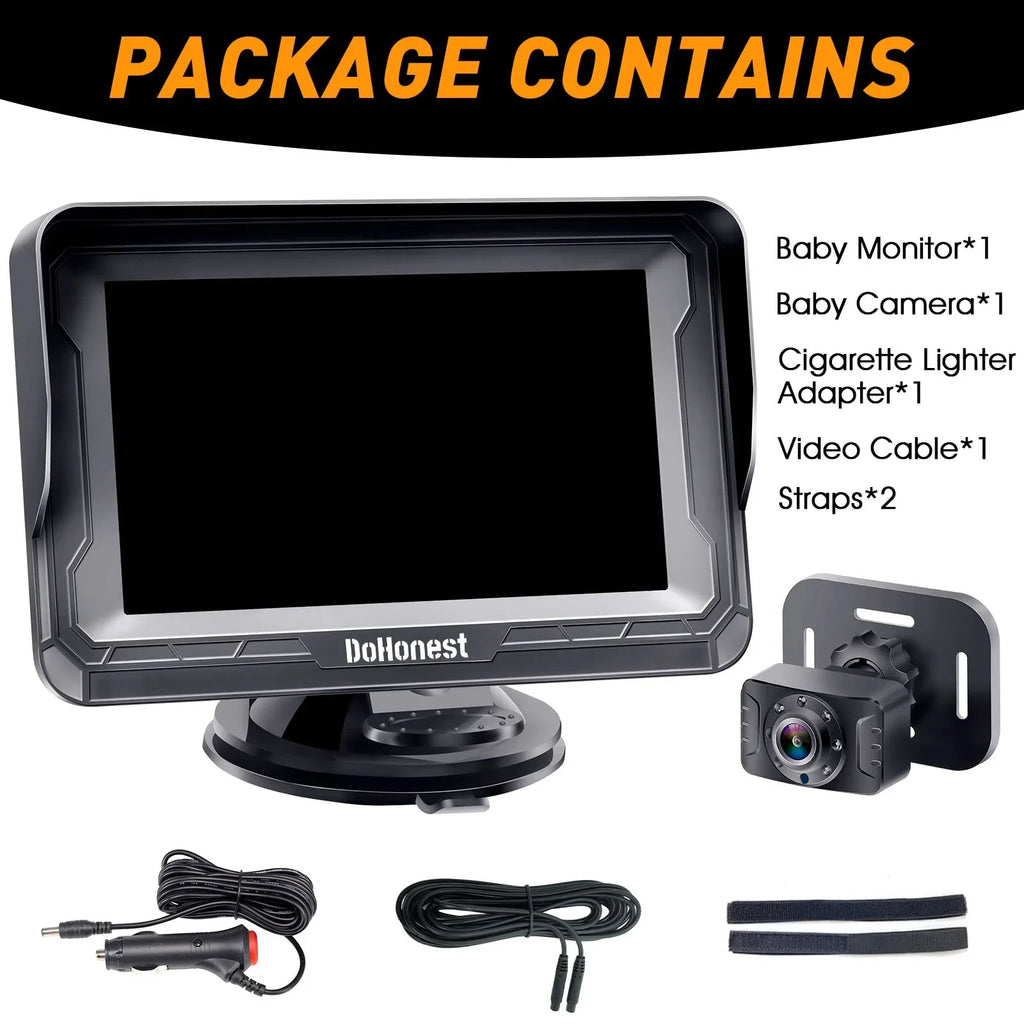 Easy -V33 Backseat DoHonest Vision 3 Plug and Kids 360&deg; Rear Crystal Car Baby Car Camera Night with Play Install 1080P: Two Monitor Facing Camera Rotating Baby Camera Mins