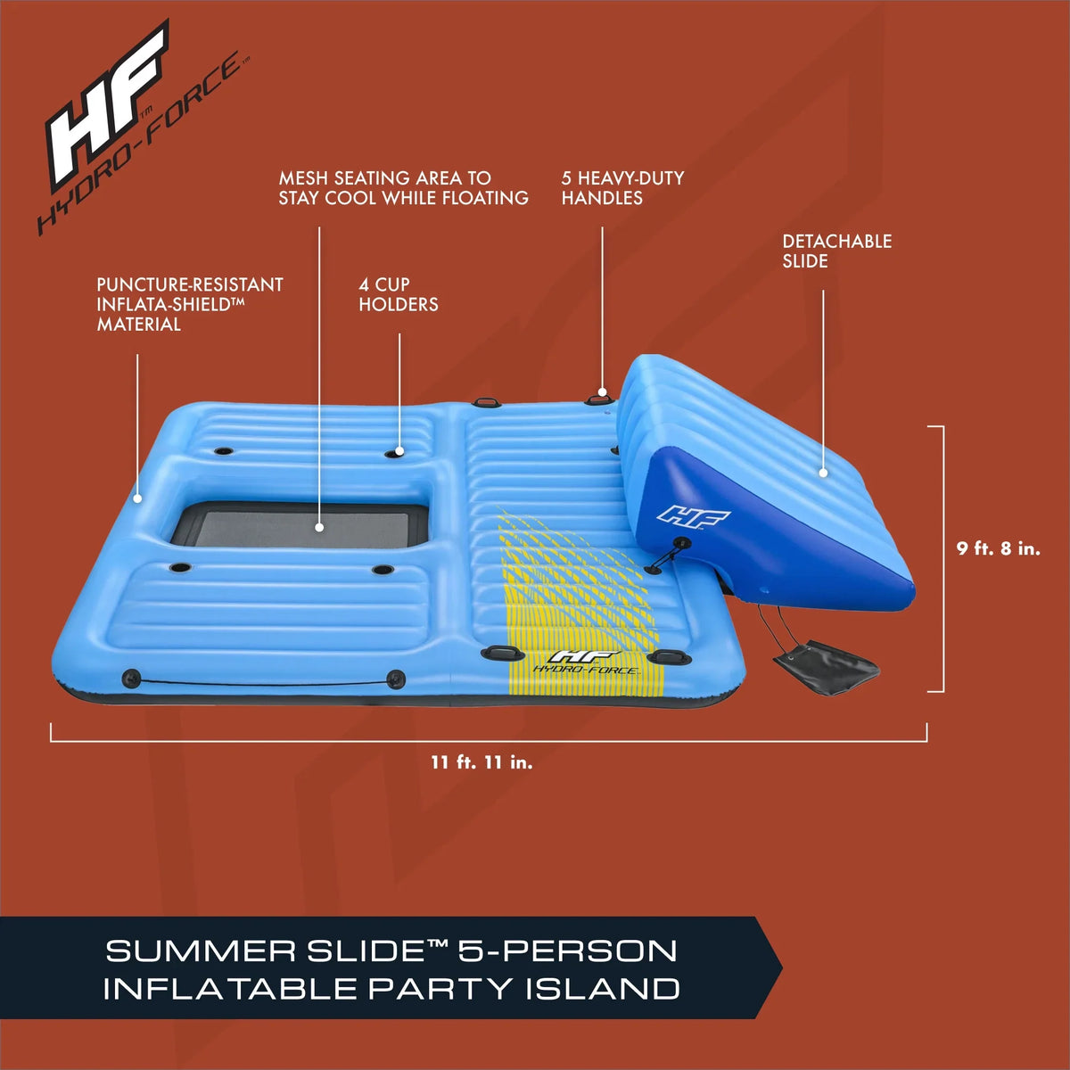 Bestway Blue Force Slide Activity 5 Person Island, Summer Inflatable Hydro