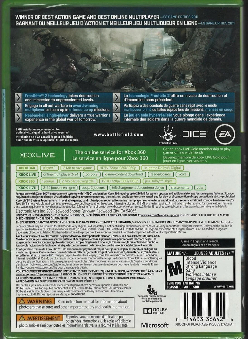 Version) Factory New Hits) 3 Xbo-0014633197372 (Brand Xbox Battlefield (Platinum Sealed 360
