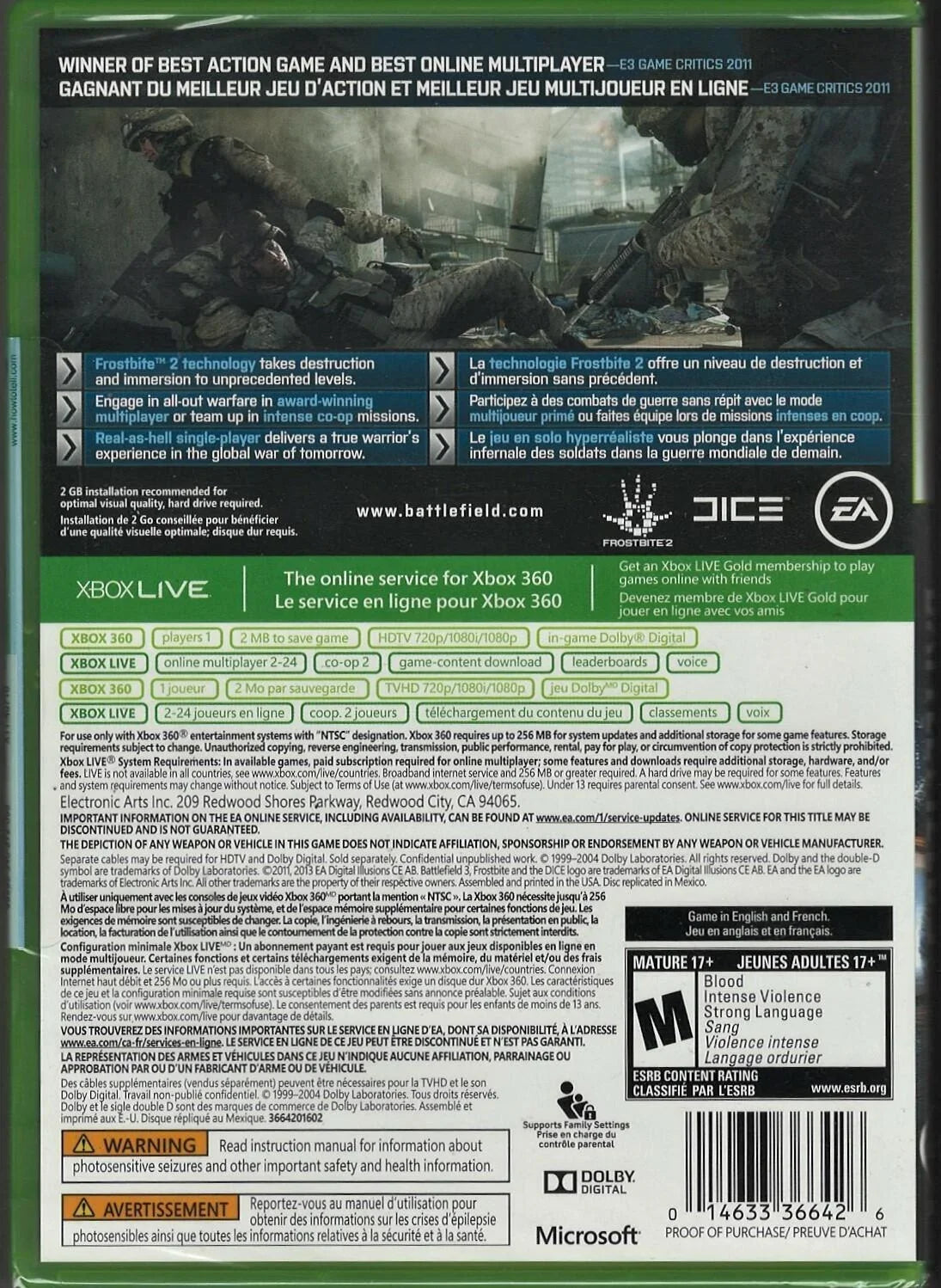 Version) Factory New Hits) 3 Xbo-0014633197372 (Brand Xbox Battlefield (Platinum Sealed 360