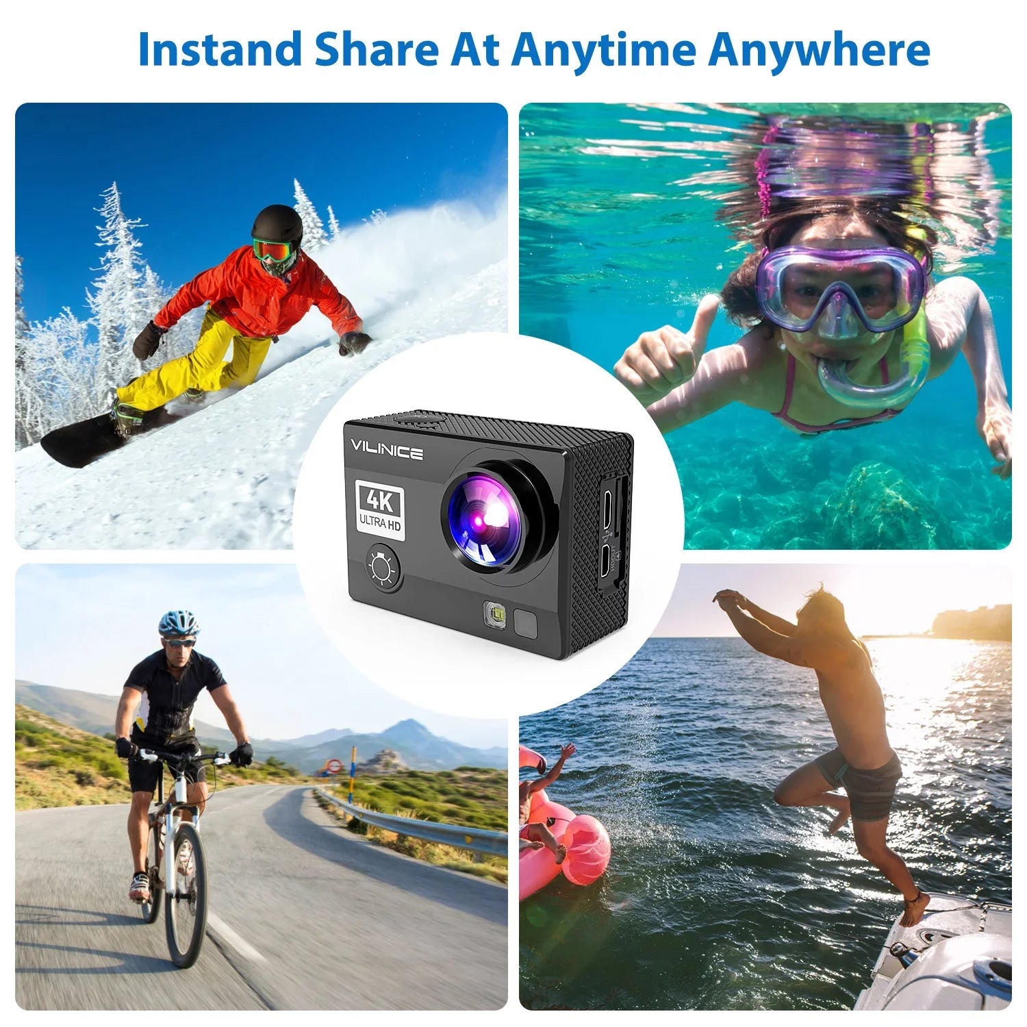 Camera 4K WiFi Camera Snorkeling, Moistureproof Travel Remote for Underwater Sensor, Sony Cameras Gift, for Camera, Case, Fits Sports Action 30m Camera Control with 16MP with
