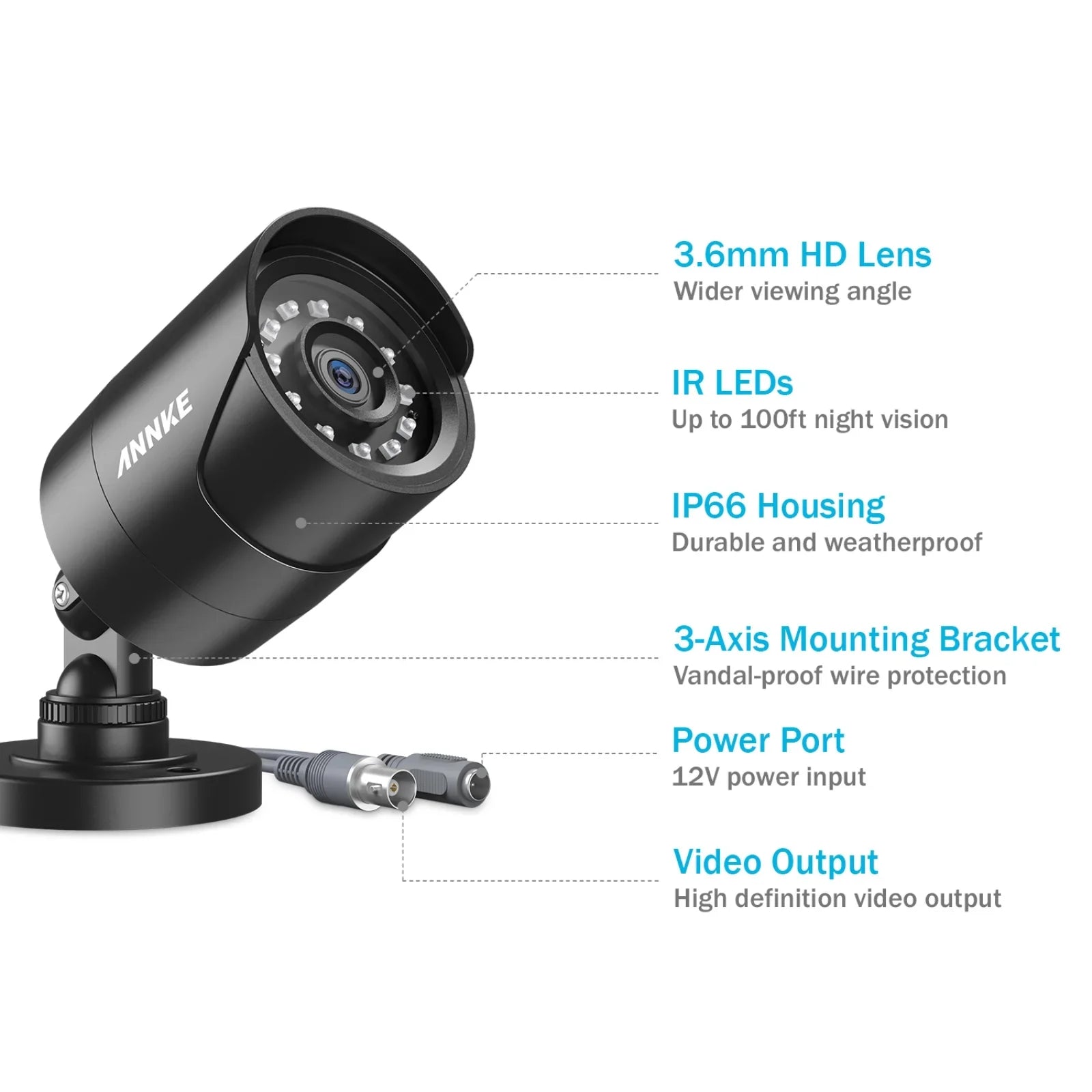 Camera 4 Security Outdoor Home Moistureproof, Pack Indoor, Surveillance 1920TVL, 1080P Vision, Night/Day Camera Bullet IP66