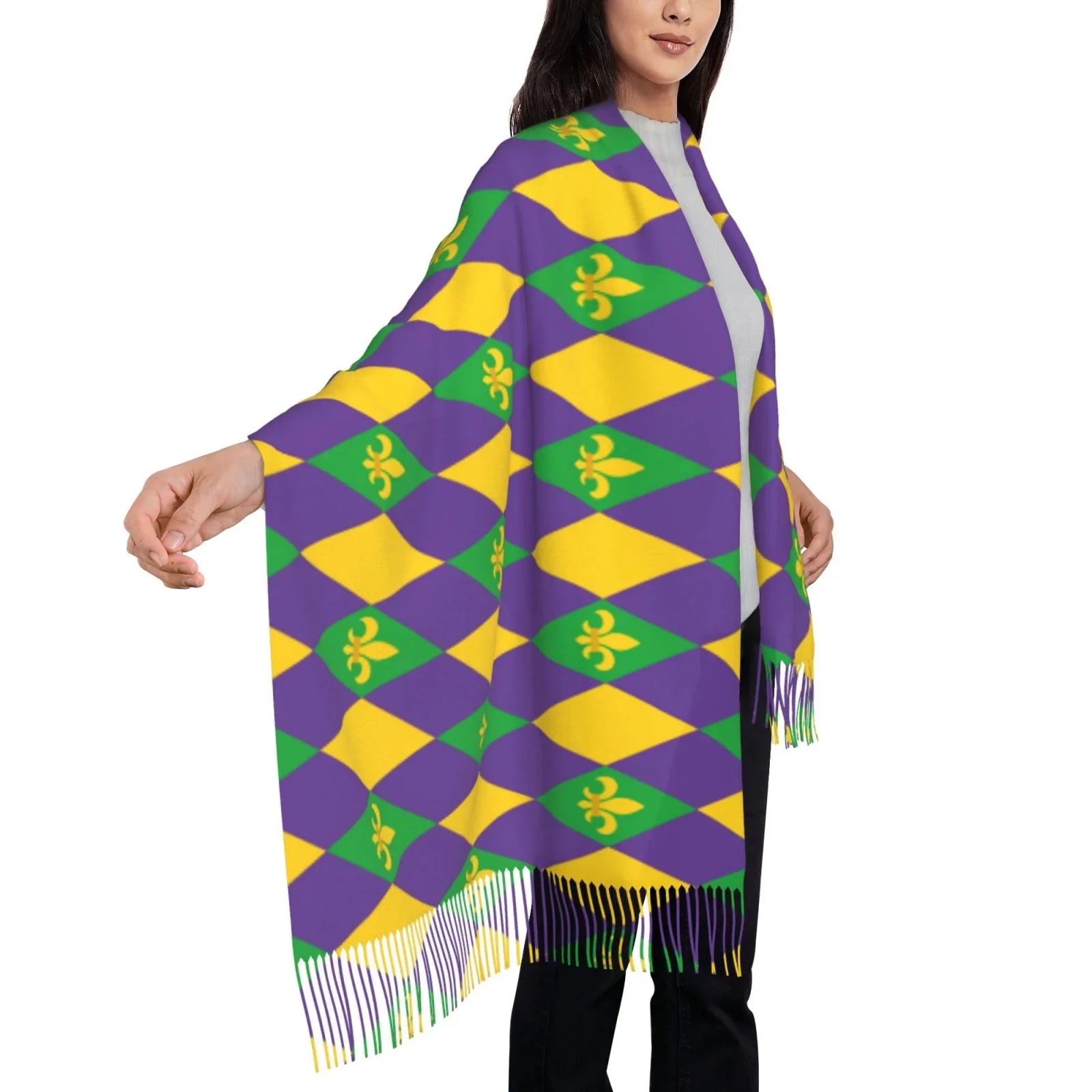 Large Art Soft Cashmere Gifts- Winter Elegant Gras Print Mardi Scarves Feel For Bingfone Warm Women Shawl Wrap Scarf