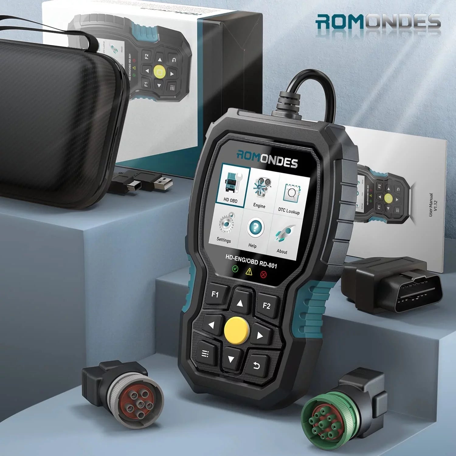 Diagnostic Truck RD801 Car Scan Truck Scanner in Hino, Fuso, Code Romondes Heavy 1 Scania, Check 2 Man, Auto for Tool Tool Scanner Cummins, , & OBD2 Reader Diesel Engine Duty