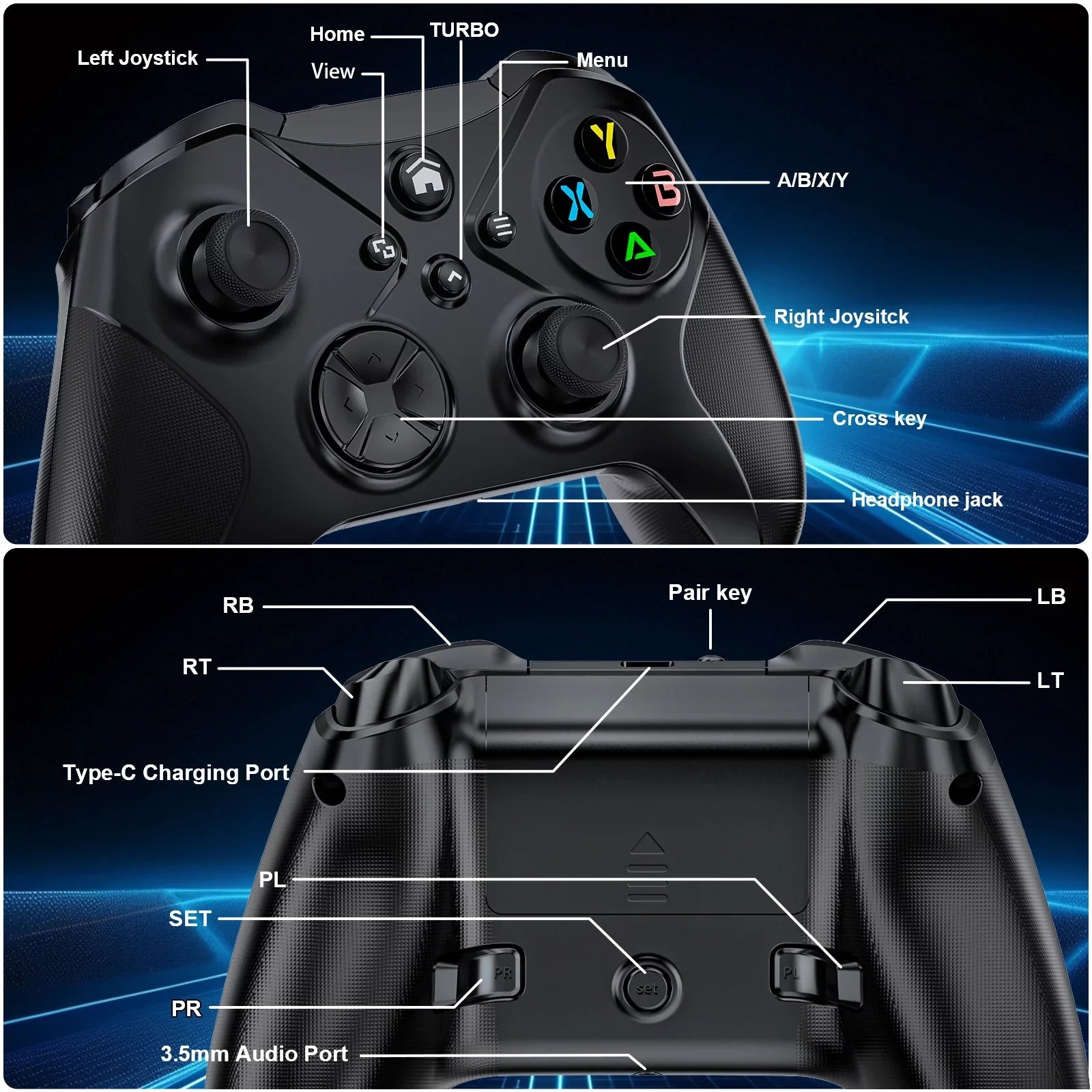Six-Axis Vibration Support Dual X-S/ One Controller , Series Xbox for and Xbox Function, Turbo with Xbox Macro Sensor and X-S/ Wireless