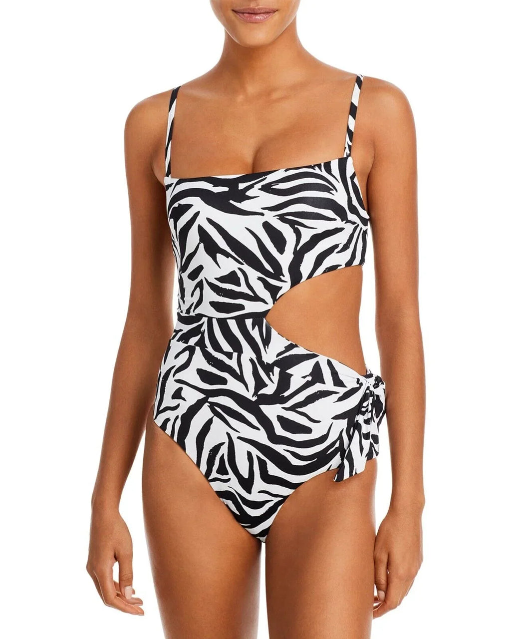 Black B4HP Swim Swimsuit Zebra One Sashed Cutout Piece Women's