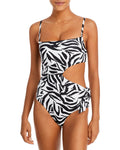 Black B4HP Swim Swimsuit Zebra One Sashed Cutout Piece Women's