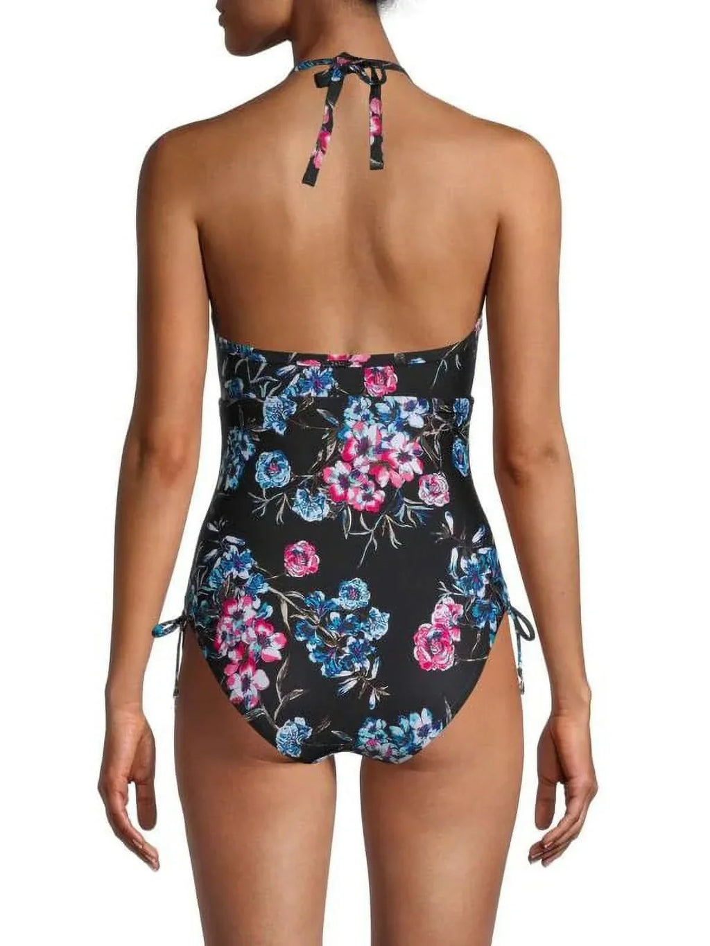 Floral-Print One-Piece Halterneck Swimsuit, 4
