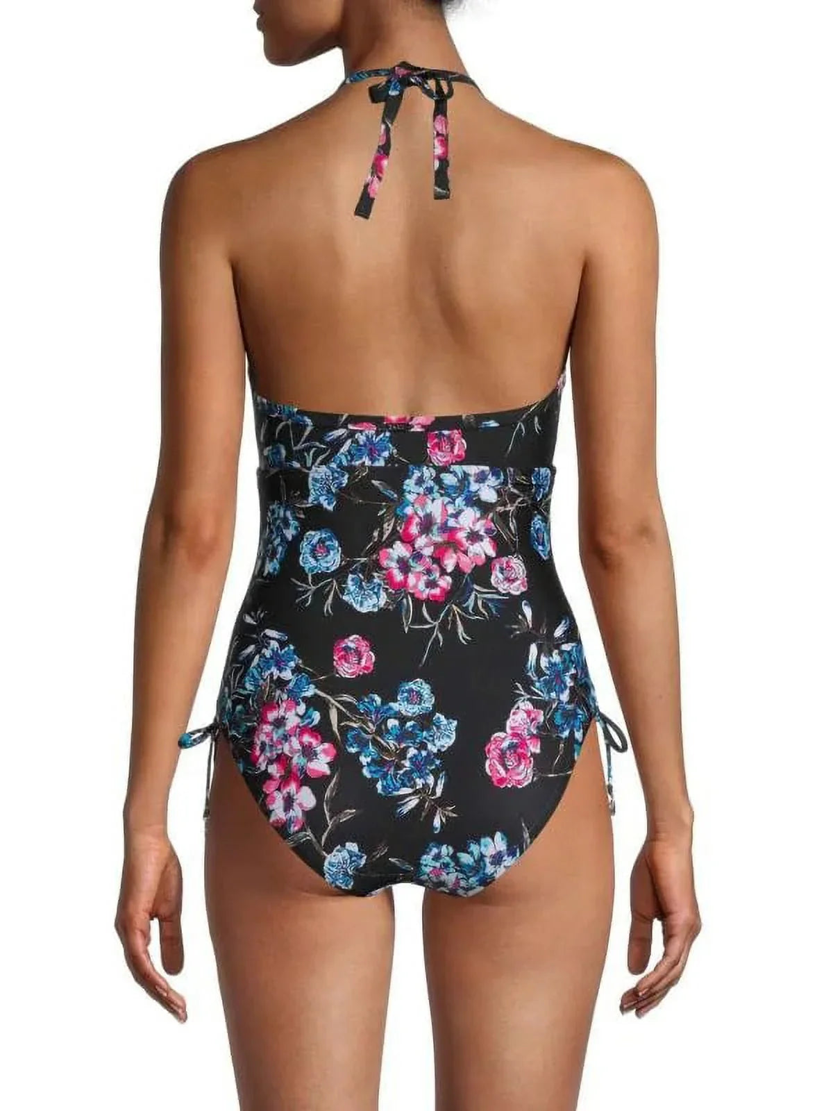 Floral-Print One-Piece Halterneck Swimsuit, 4