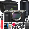 &Kit a7C Frame &Dual Full Gear Tripod Lens Silver + Battery Extra + ILCE-7C/S Card+ F4.5-6.3 64GB Camera RXD with Di Tamron Charger+ 70-300mm III Bundle Deco Bag A047 Body Mirrorless Accessories