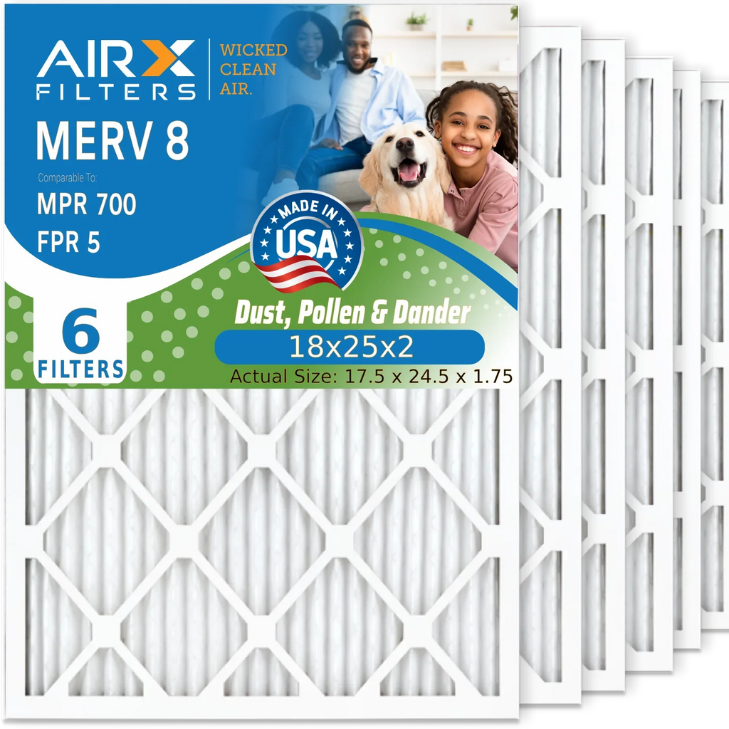 MPR to WICKED AC Filters 18x25x2 Made 18x25x2 CLEAN Air by Filter Pleated 8 5 & Furnace MERV Conditioner Electrostatic FPR Premium Air FILTERS USA Comparable AIRX AIR. Filter HVAC 700 6 Pack