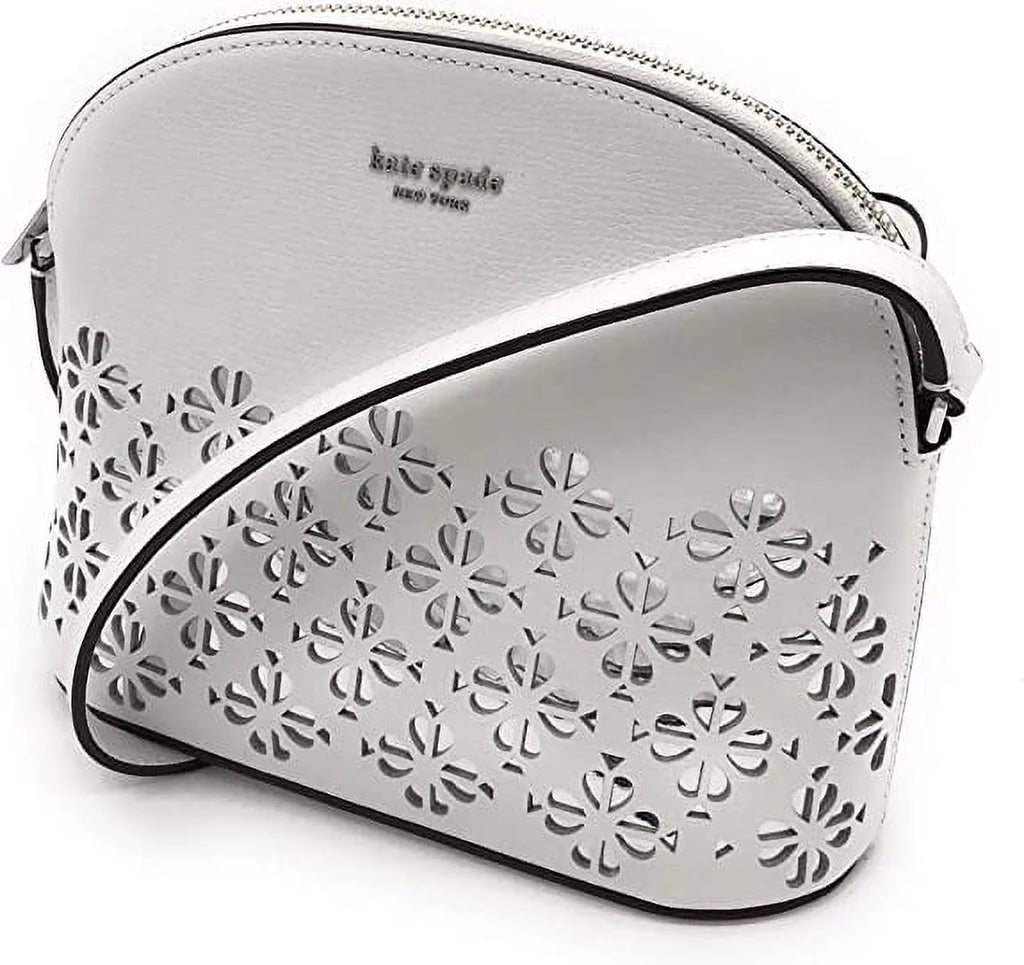 white perforated MEDIUM Spade sylvia Kate optic CROSSBODY DOME