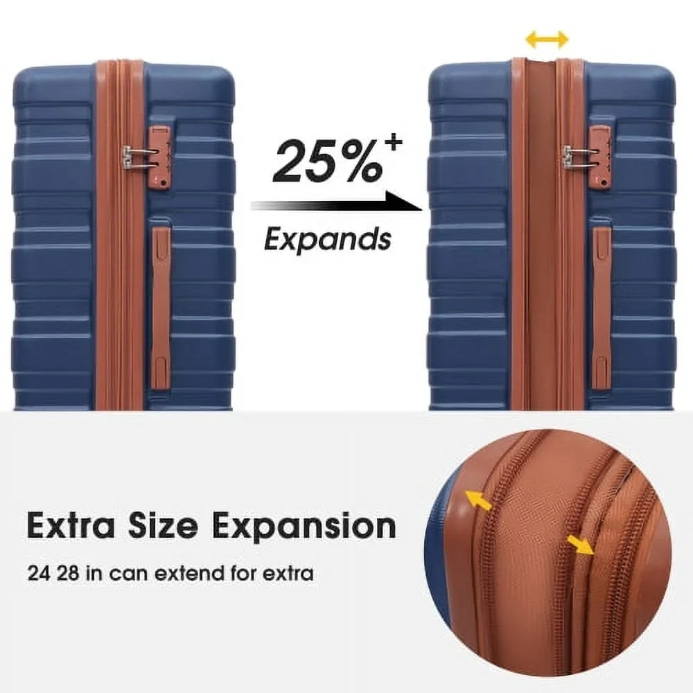 with Lock Travel 24" ABS Luggage Wheels Suitcase Expandable Spinner Hardside on Carry Luggage TSA Luggage