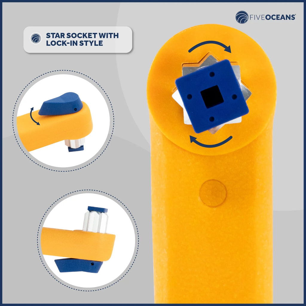 Sailboat Winch Plastic Floating 8" Handle, and Lightweight Lock�in Blue, Handle, Five - and Orange Fiberglass FO86-M2 Oceans Winch Mechanism, Strong, Reinforced Universal 2-Pack