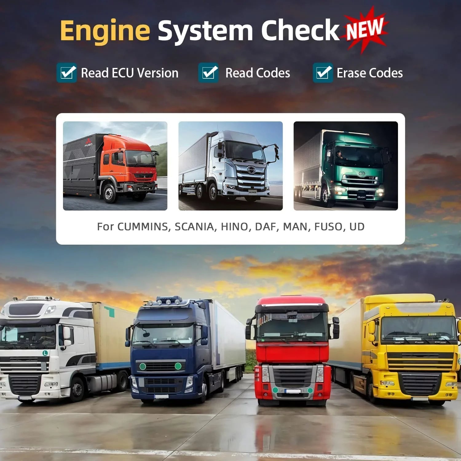 Diagnostic Truck RD801 Car Scan Truck Scanner in Hino, Fuso, Code Romondes Heavy 1 Scania, Check 2 Man, Auto for Tool Tool Scanner Cummins, , & OBD2 Reader Diesel Engine Duty